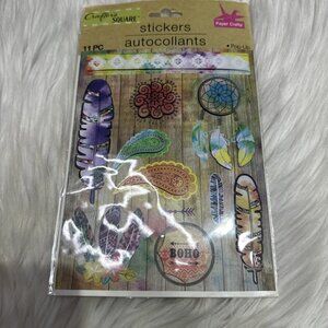 Crafters Square Paper Crafts Stickers Boho Feather Scrapbook